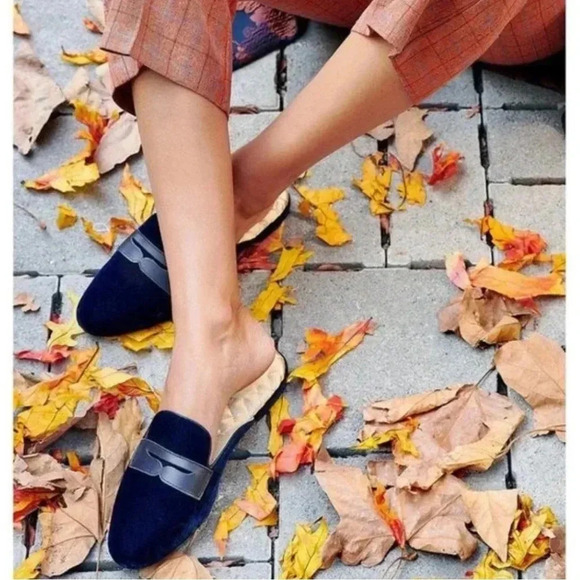 Birdies Navy The Phoebe Velvet Mule Slides - Picture 1 of 8
